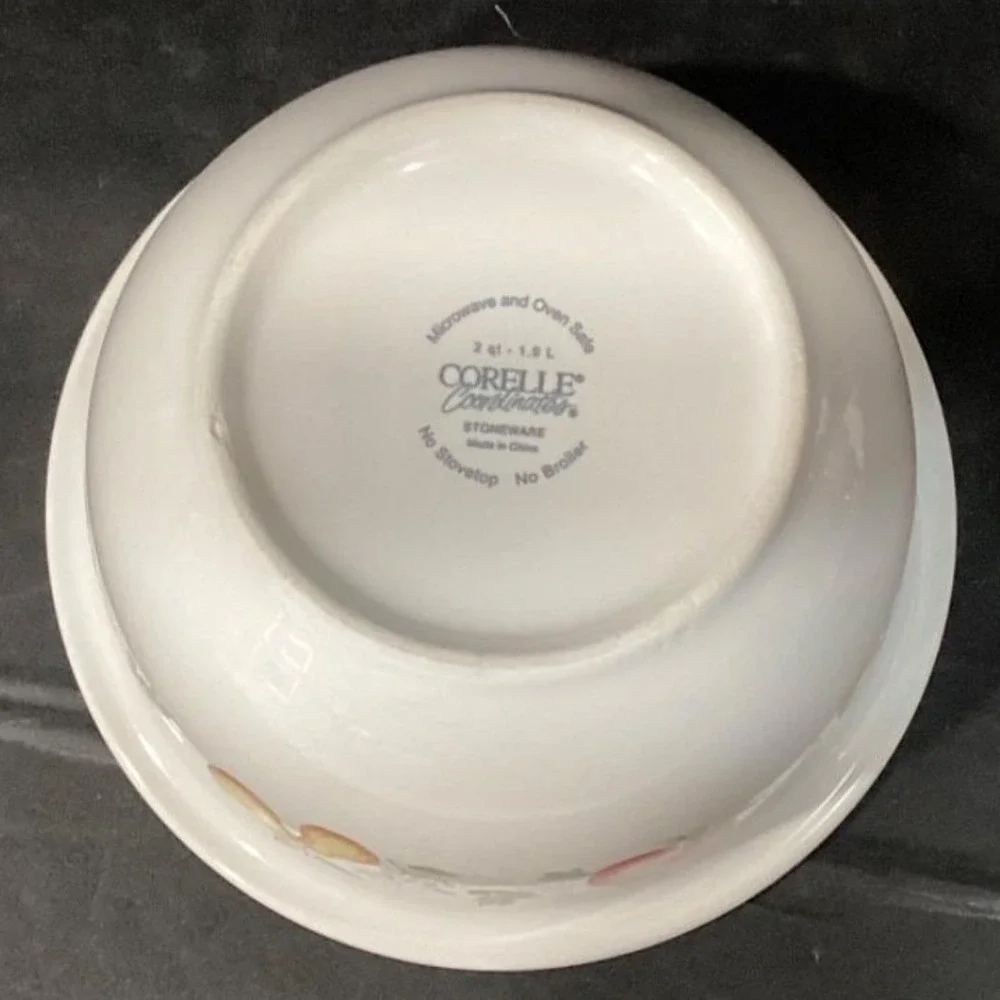 Corelle Coordinates Chutney Mixing Bowl, 2 Quart Stoneware Vintage Fruit Pattern